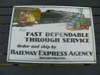 Railway Express Agency Sign Tin Over Cardboard