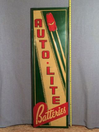Autolite Batteries Embossed Painted Tin Sign 60 