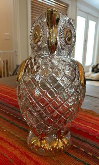 Famosa Lpw Crystal Owl Pitcher Made In Austria For Neiman Marcus