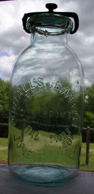 Antique Half Gallon? Millville Atmospheric Fruit Jar With Lid & Clamp