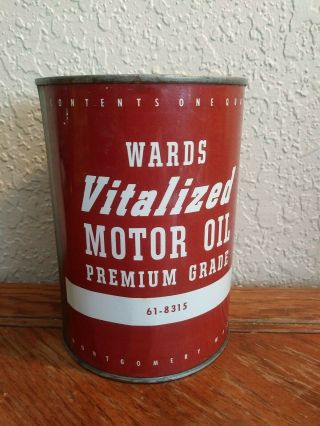 Vintage Wards Vitalized Motor Oil Premium Grade 1qt Oil Can (full)