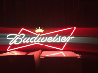 Budweiser Bow Tie Led Opti Neo Neon Beer Bar Sign Light Man Cave Game Room Pub