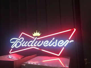 Budweiser Bow Tie Led Opti Neo Neon Beer Bar Sign Light Man Cave Game room Pub 2