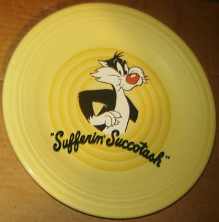Sylvester Cat Yellow Fiesta Ware Looney Tunes Plate Usa 1994 Warner Bros Cartoon