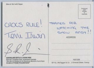 Steve Irwin The Crocodile Hunter Hand Signed Postcard Discovery Australia Auto