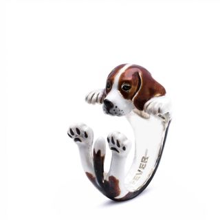 Dog Fever Sterling Silver Beagle Enamel Hug Ring