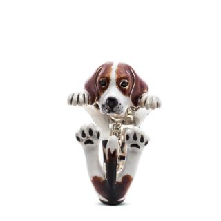 Dog Fever Sterling Silver Beagle Enamel Hug Ring 2