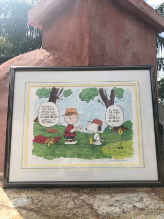 Charles Schulz Limited Edition Lithograph " Hitting The Green " Signed
