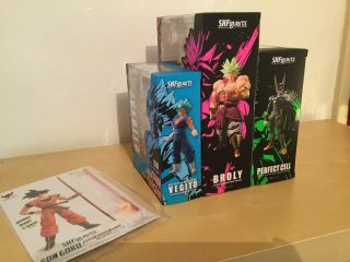 Bandai Sh Figuarts Dragonball Z Sdcc 2018 Set With Broly Ssgss Vegito Cell