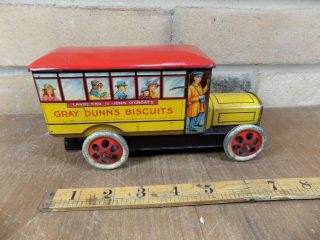 Gray Dunn Midland Bus Figural Advertising Toy Tin C1920s