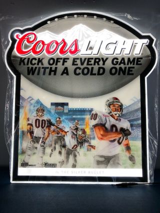 (l@@k) Coors Light Beer Football Nfl Players Light Up Led Sign Game Room Mib