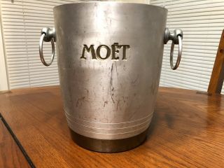 Rare Vintage MOET Champagne Wine Ice Bucket with Brass Bottom 3