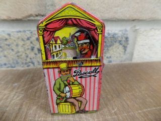 Pascall Punch & Judy Mechanical Miniature Sample Toffee Tin c1910 2