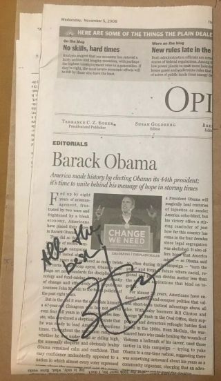 Barack Obama Signed Newspaper President 2