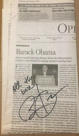 Barack Obama Signed Newspaper President 3