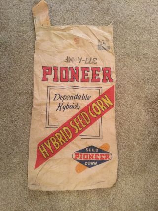 Vintage Pioneer Hybrid Seed Corn 377 - A Feed Sack Bag Iowa Paper Tag C90
