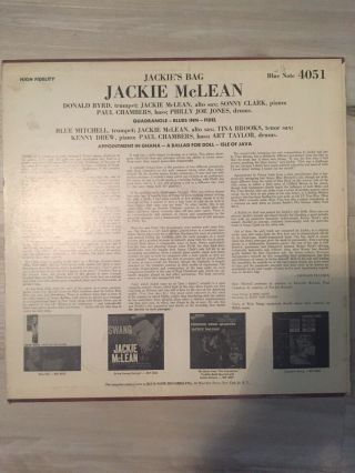 JACKIE McLEAN: Jackie’s Bag US Blue Note 4051 Orig 47 West 63rd RVG Ear LP VG, 2