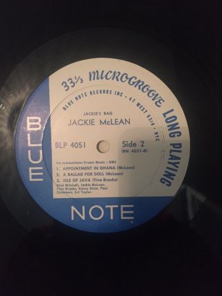 JACKIE McLEAN: Jackie’s Bag US Blue Note 4051 Orig 47 West 63rd RVG Ear LP VG, 3