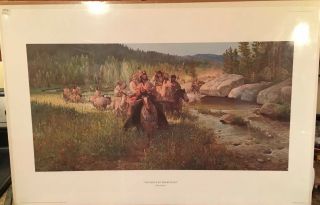 Signed John Clymer Limited Edition Print Nez Perce To The Buffalo 25x38 206