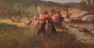 SIGNED John Clymer Limited Edition Print NEZ PERCE TO THE BUFFALO 25X38 206 2