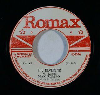 Reggae 45 Max Romeo The Reverend/vatican On Romax Vg,