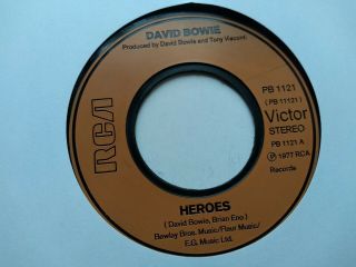 David Bowie Heroes Very Rare Brian Eno Spelt Right 7 " Vinyl Record 45rpm V2