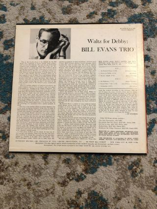 BILL EVANS WALTZ FOR DEBBY LP RIVERSIDE RECORDS RLP - 399 MONO DG Orig.  ‘61 5
