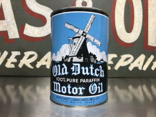 Rare Vintage Old Dutch Oil Can Great Graphics Quart Motor Oil Can