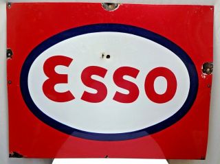 Esso Oil Gasoline Pump Vintage Porcelain Enamel Sign American Collectibles Rare