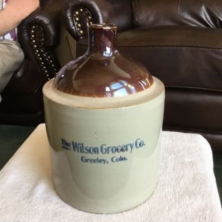 Extremely Rare Wilson Grocery Co Greely,  Colo (colorado) One Gal Crockery Jug