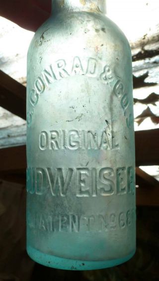 BUDWEISER BOTTLE - C.  Conrad & Co.  - Rare Mold Error - 1870s 6