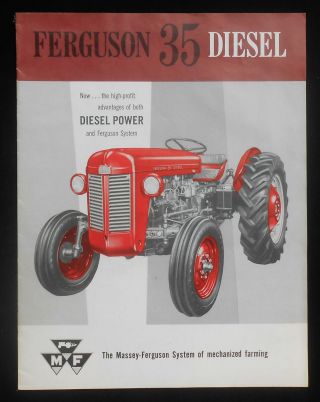 1959 Massey - Ferguson 35 Diesel Farm Tractor Implements Racine Wi Brochure