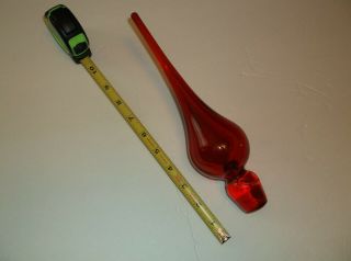 Large Vintage Ruby Red Heavy Decanter Glass Stopper No Chips Or Cracks