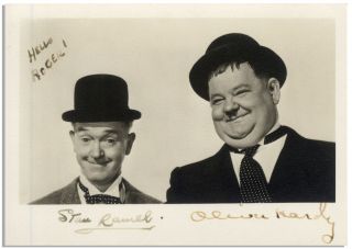 Stan Laurel & Oliver Hardy 5  X 3.  5  Signed Photo