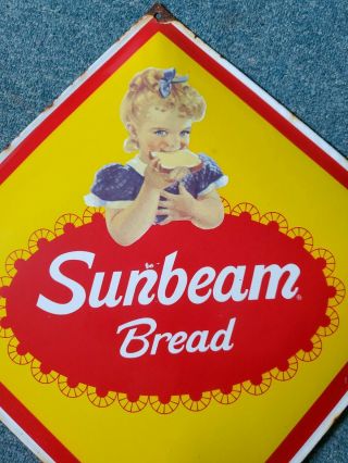 Sunbeam Bread Porcelain Sign Vintage Store Bakery Brand Display