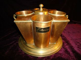 Vintage Copper Brass " Estancia " Wine Cooler Ice Bucket For 4 Bottles