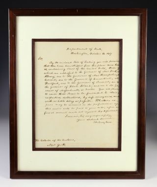 Hand Written Letter Signed By John Quincy Adams Laws Of The United States