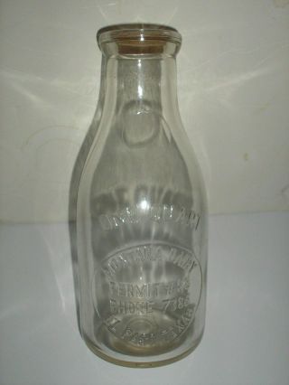 Vintage Montana Dairy Quart Milk Bottle,  El Paso,  Texas,  Phone 7385,  Good Cond.