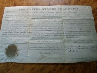1828 Ohio Land Grant Signed President John Quincy Adams Framed Vellum 2