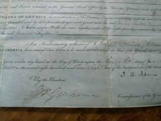 1828 Ohio Land Grant Signed President John Quincy Adams Framed Vellum 5