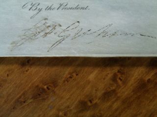 1828 Ohio Land Grant Signed President John Quincy Adams Framed Vellum 7