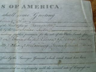 1828 Ohio Land Grant Signed President John Quincy Adams Framed Vellum 9