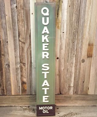 Quaker State Motor Oil Rustic Tall Large 32 " Metal Tin Sign Garage Vintage