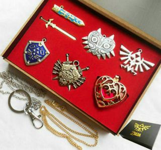 The Legend Of Zelda Triforce Link Sword Shield Gift Necklace Pendant Keychain