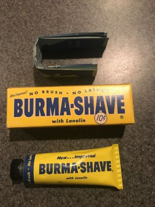Burma Shave Tin Tube Of Shave Cream Nos Full Box Directions 1954