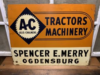Old Allis Chalmers Farm Dealership Sign Tractors Machinery Ogdensburg
