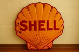 1930 ' s Shell Scallop Gasoline,  3 - D Porcelain Sign,  Artkraft, 2