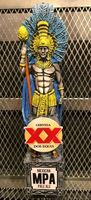 Dos Equis Xx Cerveza Rare Aztec Warrior Mexican Pale Ale Beer Tap Handle