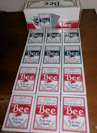 Bee Playing Cards 92r 12 Decks: 6 Blue,  6 Red Decks