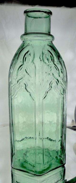 Cathedral Pickle Jar / Bottle.  Giant 13.  5 " Size.  6 - Sided.  Green Xlnt.